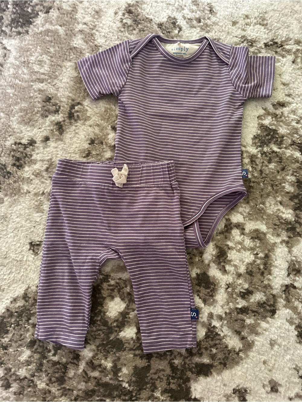 Magnetic Me Purple and White Striped Baby Bodysuit Set